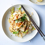 Vegetarisk gyoza med fried rice